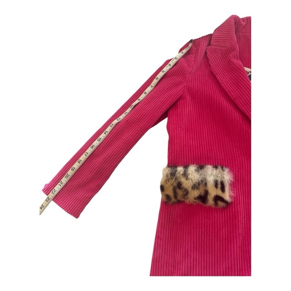 Vilagallo Pink Corduroy Coat Leopard Pocket Detail Ribbed Blazer Jacket 36 US S - Picture 10 of 11